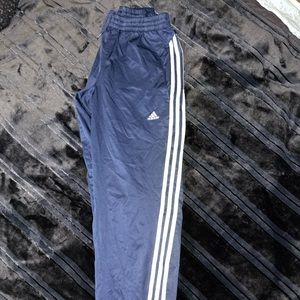Adidas Climalite mens L Navy Blue 3 stripes Logo Windbreaker Track Pants